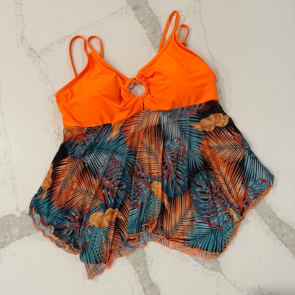 SHEIN Swim Curve Tropical Strappy Tankini & Shorts Bathing Suit Set Women’s 4XL - Picture 2 of 11